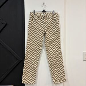 Pacsun Chevron Pattern Low Rise Straight Pants 25 Waist Side Slit Retro Cotton